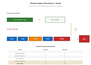 Timeline comparison showing perceived versus actual impact of design changes